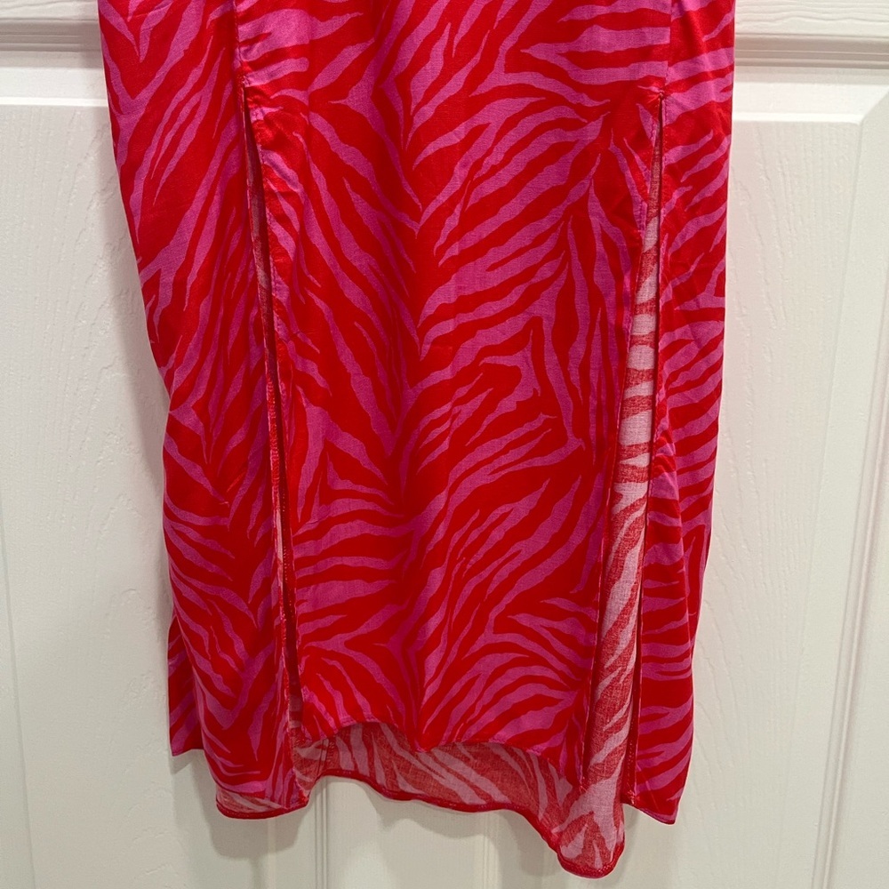 NWT LTS |‎ Long Tall Sally Bright Pink Zebra Print Midi Tea Dress Size 8 Tall - Picture 10 of 16